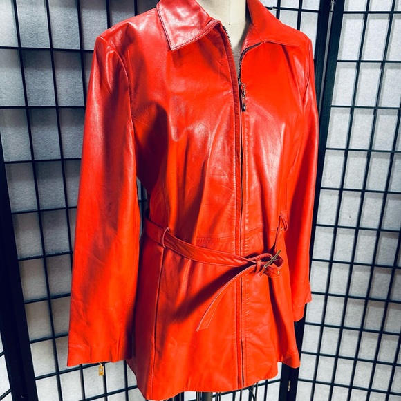 St. John Collection by Marie Gray Orange Leather Jacket - Picture 2 of 7